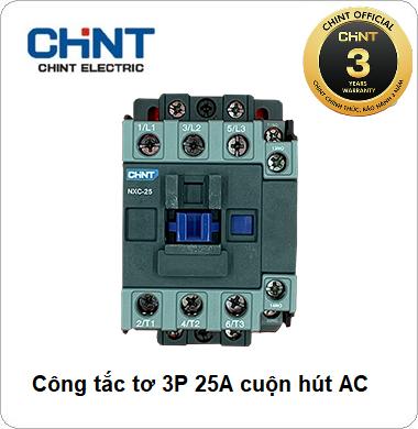 Công tắc tơ NXC CHINT 3P 25A 380VAC, 220VAC