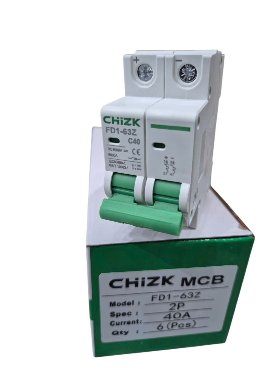 CHIZK Áp tô mát FD1-63Z 2P 63A 1000VDC